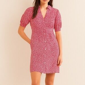 Boden red floral mini tea dress